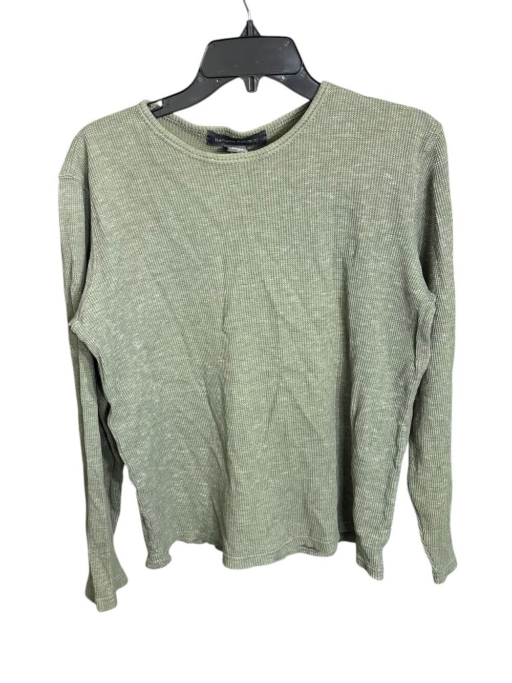 Banana Republic Waffle Knit Long Sleeve Shirt 100% Cotton Olive Green Size Small